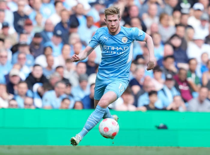 Kevin De Bruyne pictured during Manchester City's 5-0 win over Newcastle in May 2022